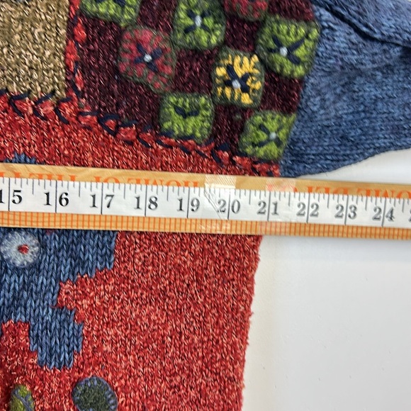 VTG Y2K Susan Bristol Colorful Size PS Patchwork Women's Cardigan Sweater Floral - Picture 12 of 14